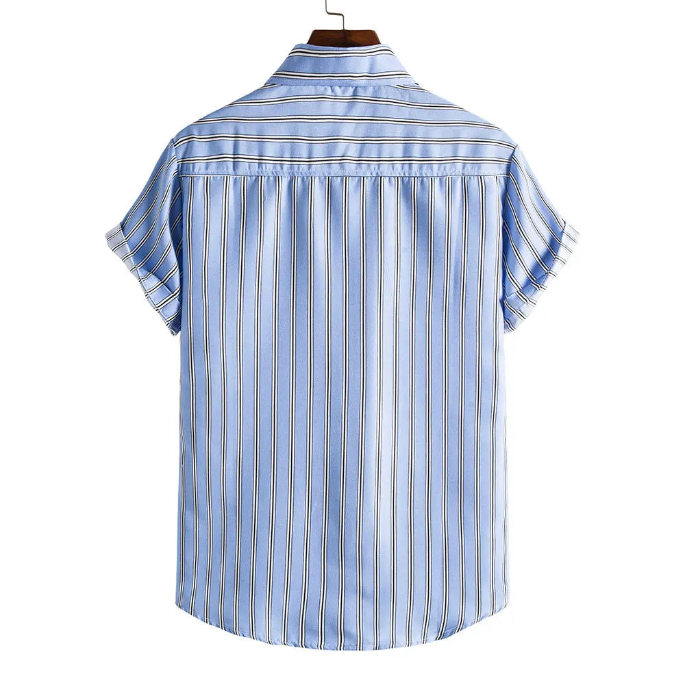 Men Blue Striped Shirt