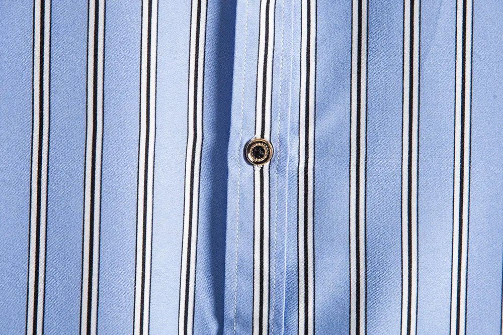 Men Blue Striped Shirt