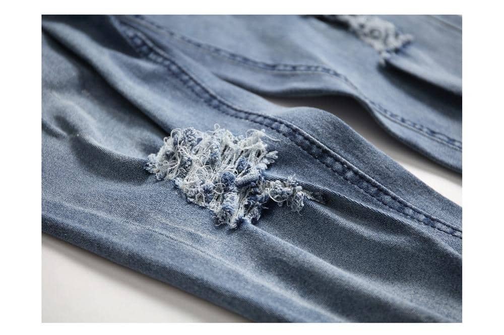 Ripped Denim Jumpsuit Jeans for Men. Blue & Black color CIRCUS STORE