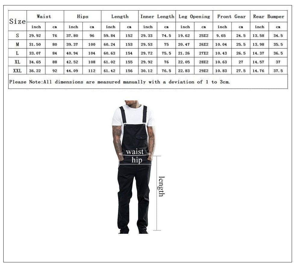 Ripped Denim Jumpsuit Jeans for Men. Blue & Black color CIRCUS STORE