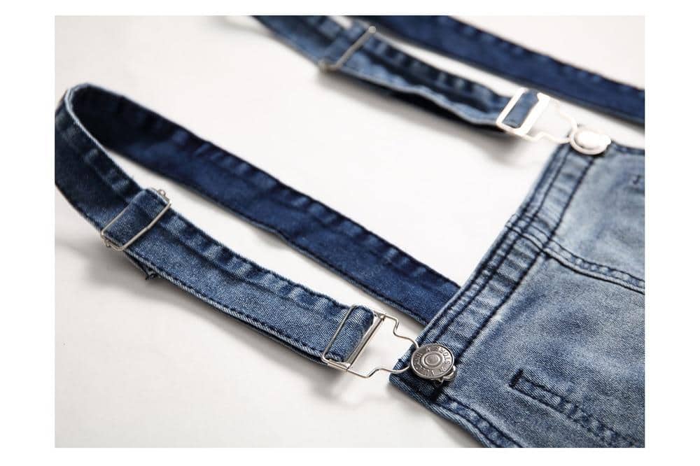 Ripped Denim Jumpsuit Jeans for Men. Blue & Black color CIRCUS STORE