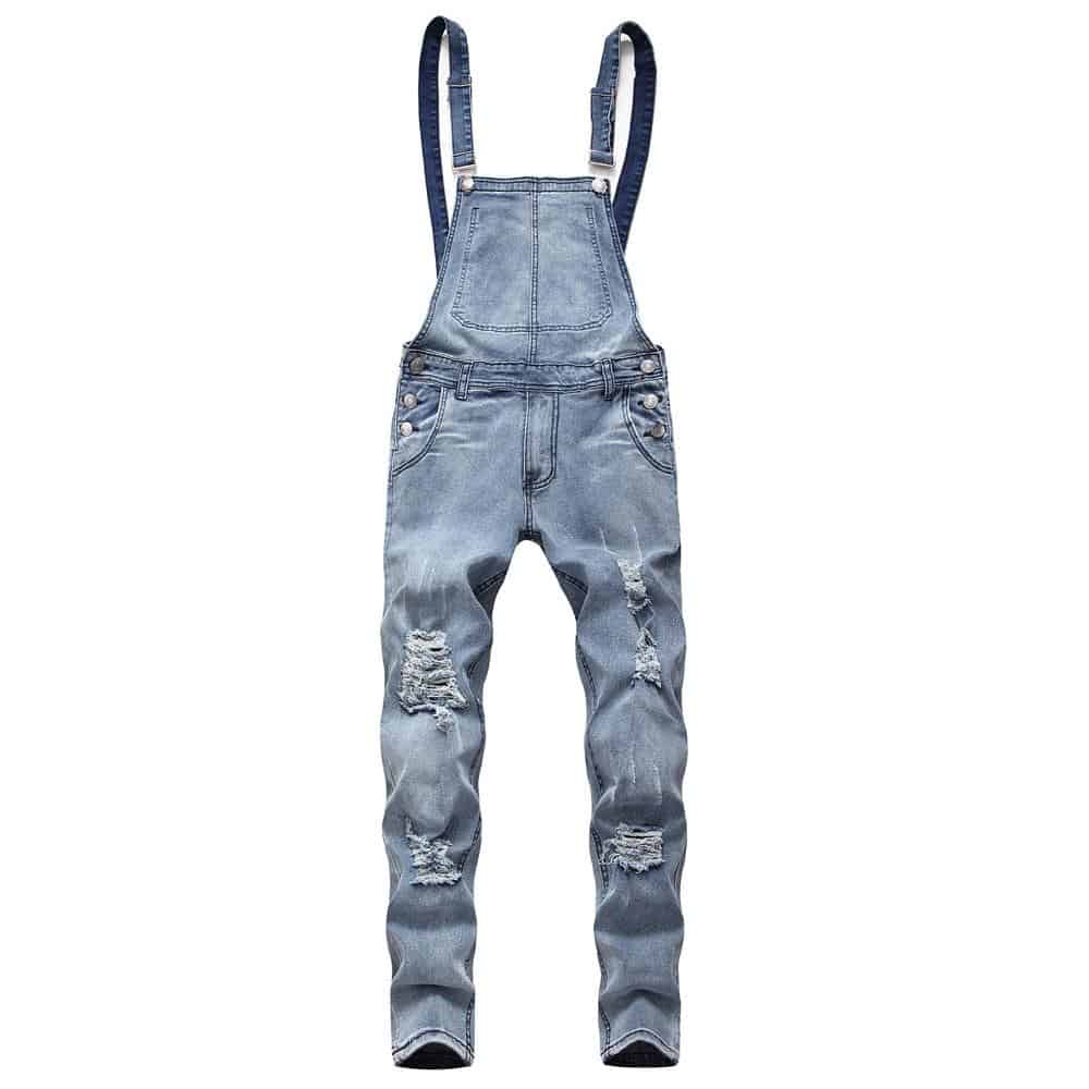 Ripped Denim Jumpsuit Jeans for Men. Blue & Black color CIRCUS STORE
