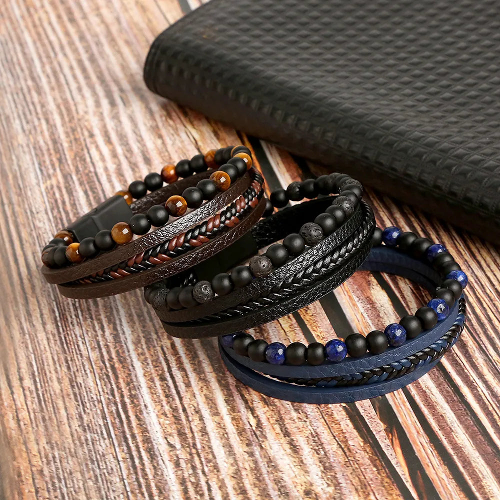 Alloy buckle leather bracelet