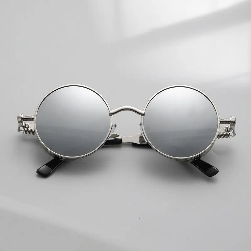 Silver Retro Round Sunglasses