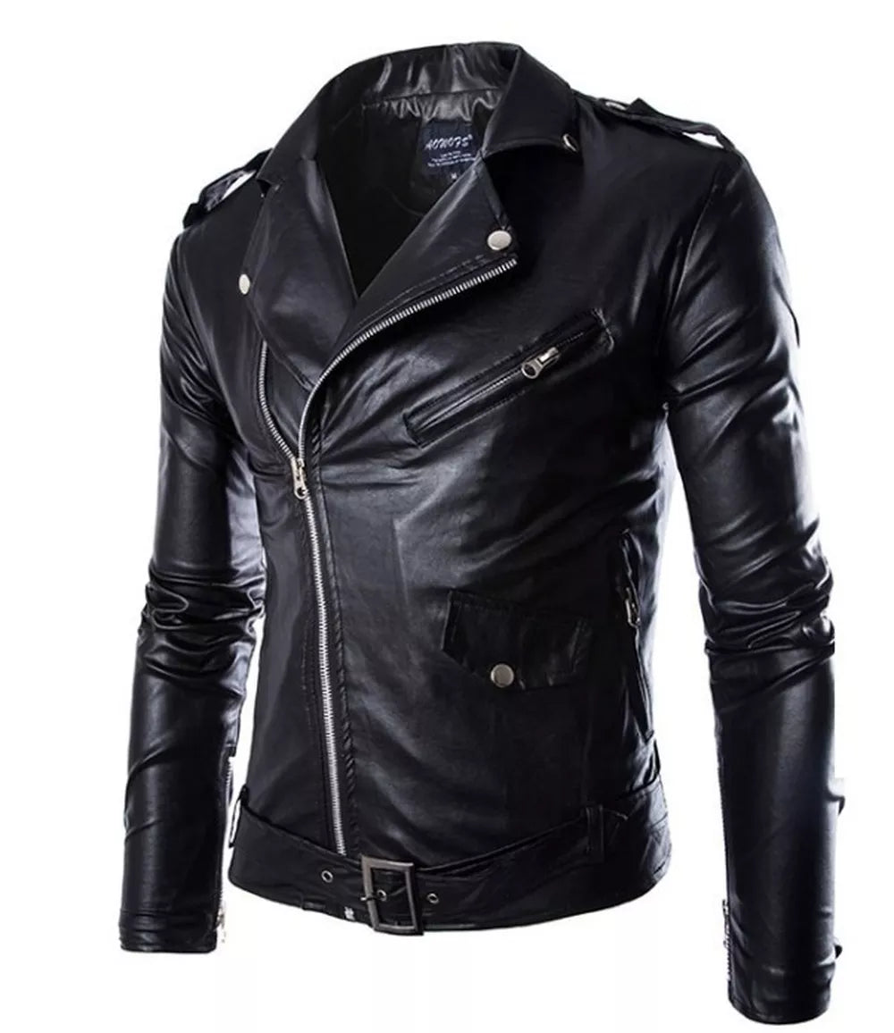 Motorcycle Slim Leather Jacket