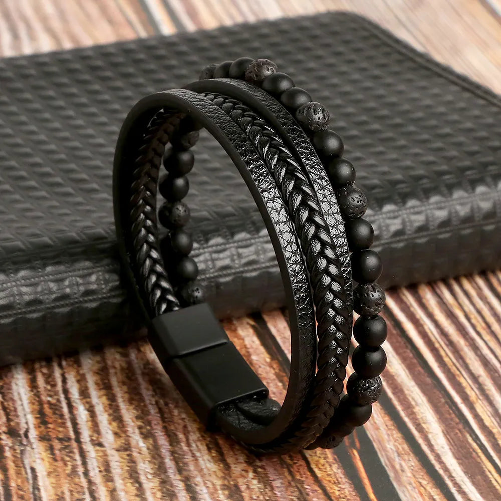 Alloy buckle leather bracelet