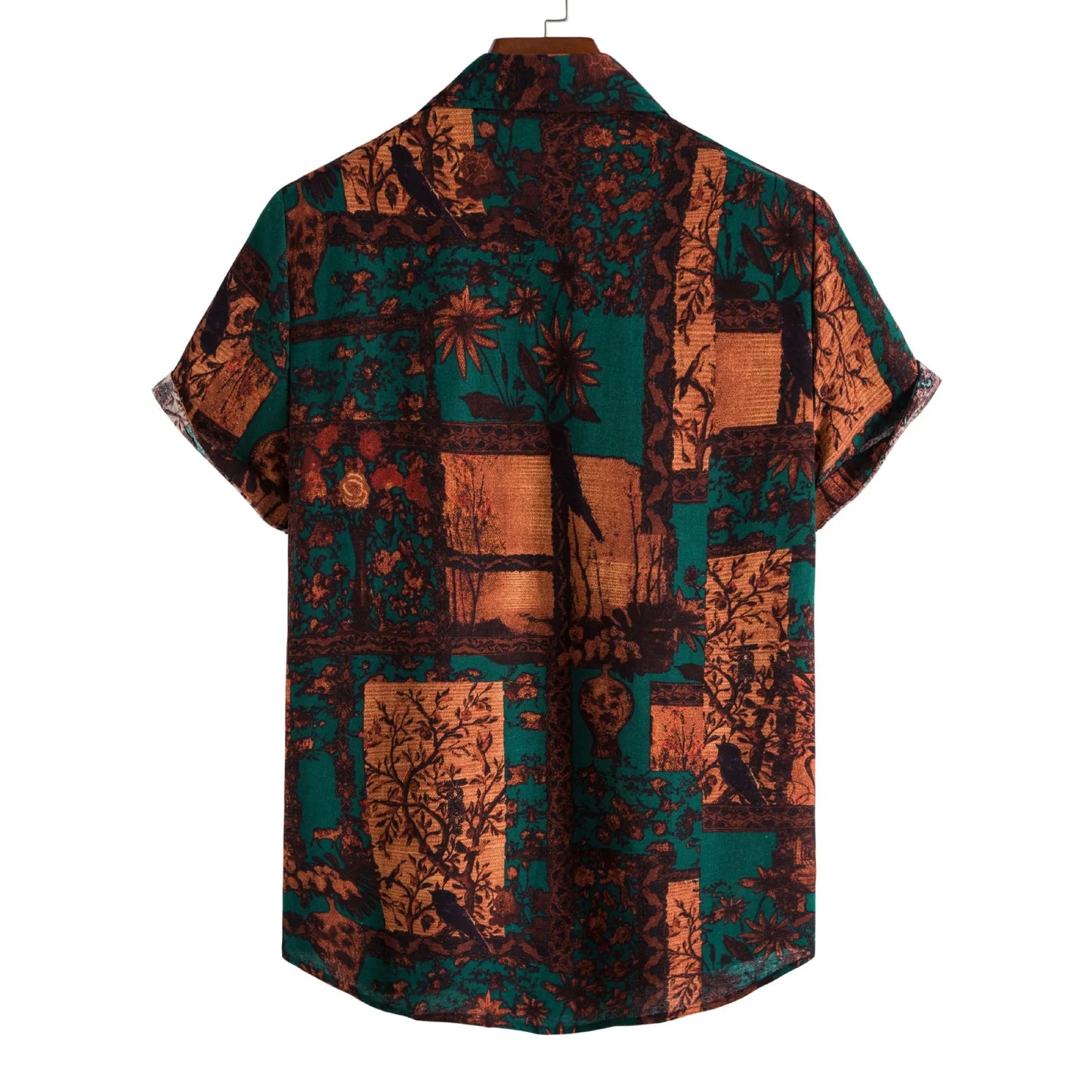 Vintage Green Floral Print  Shirt