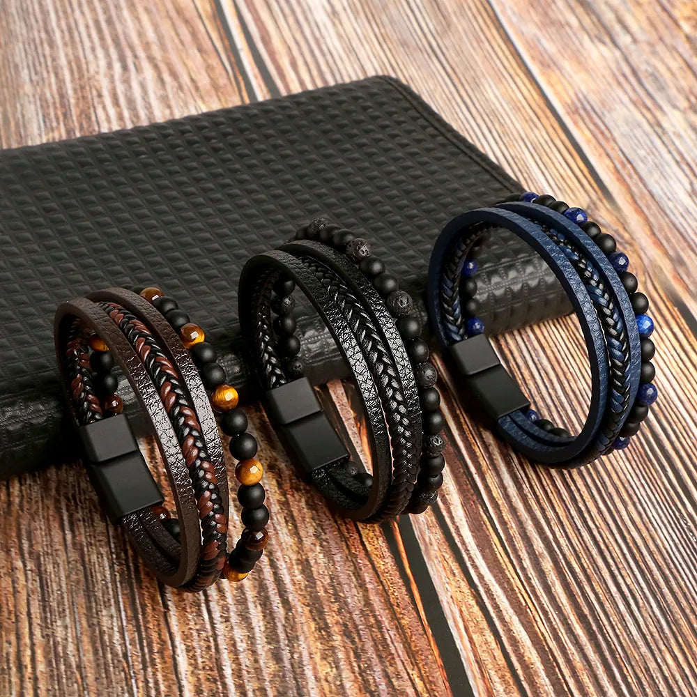 Alloy buckle leather bracelet