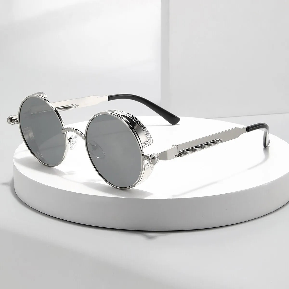 Silver Retro Round Sunglasses