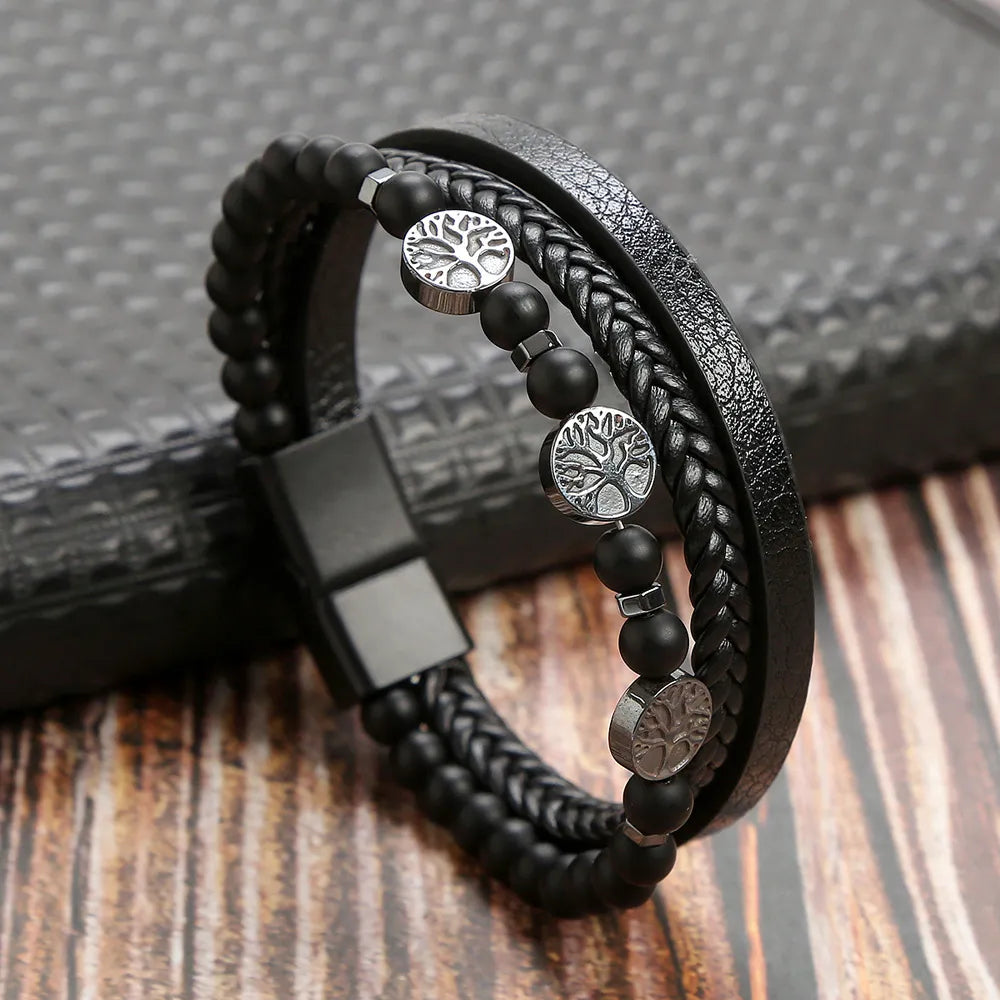 Alloy buckle leather bracelet