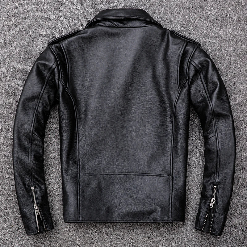 Spring Classical Motorcycle Oblique Zipper Jackets Men Leather