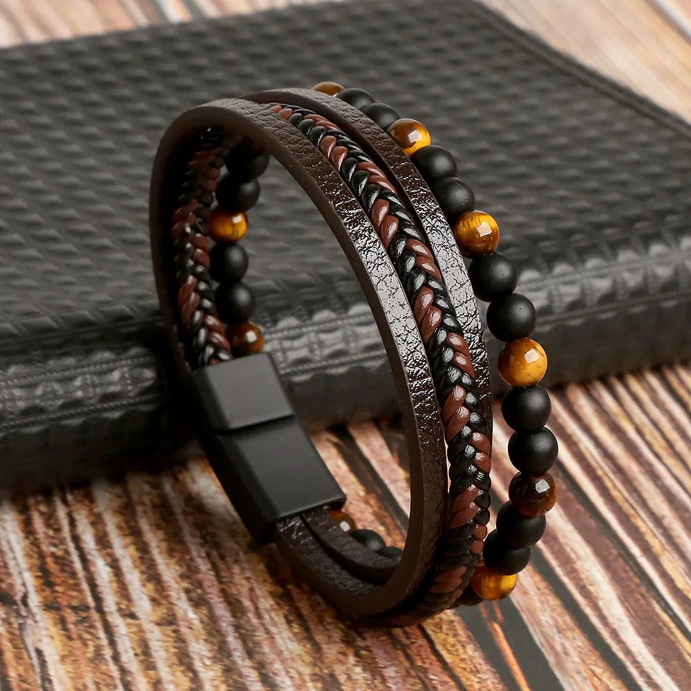 Alloy buckle leather bracelet